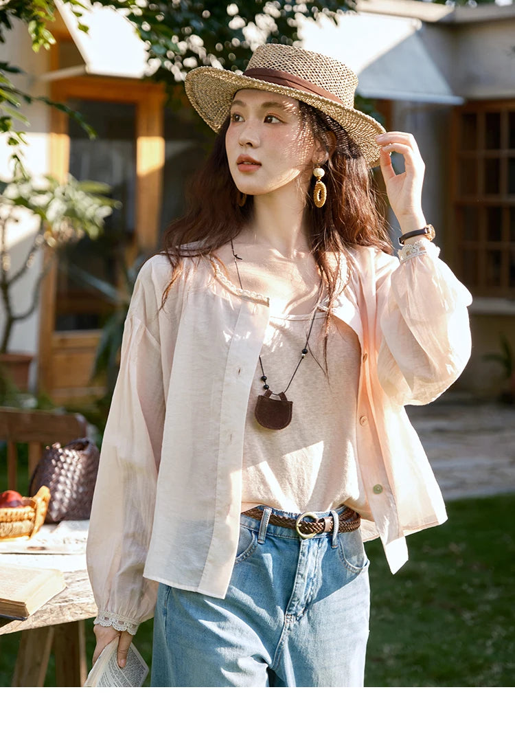 MISHOW Two Piece Shirt Set Tank Top Sunshade Button MXE39T0689