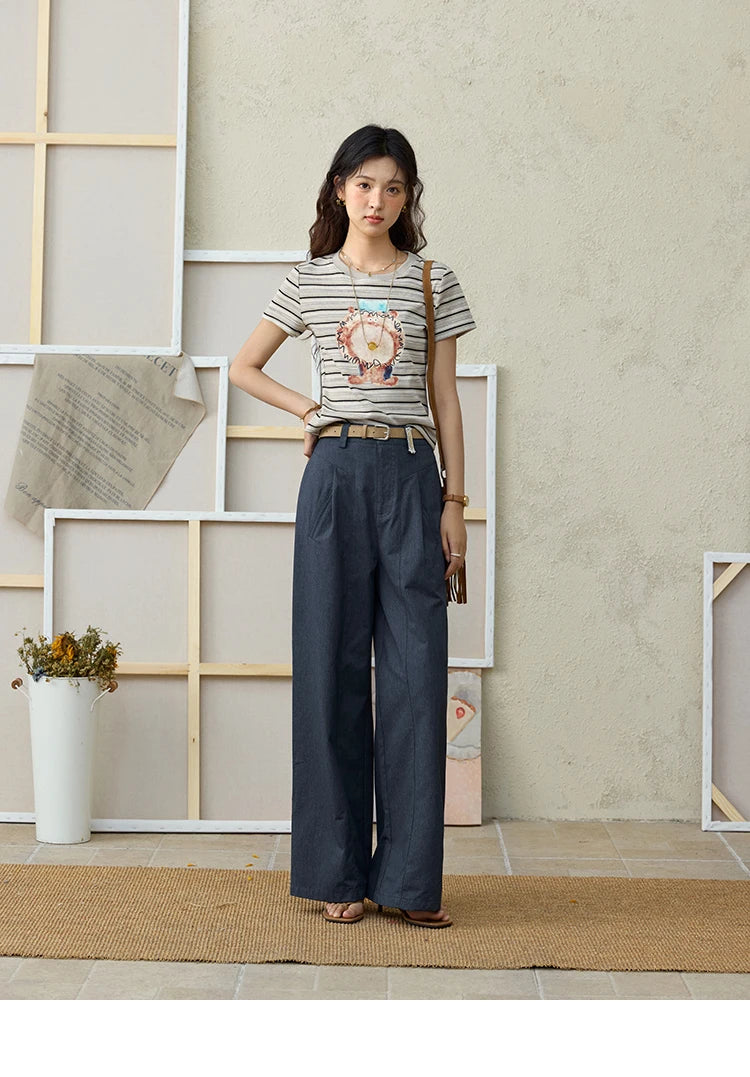 Mishow Striped Pufferfish Print Cotton Tee MXE32T0538