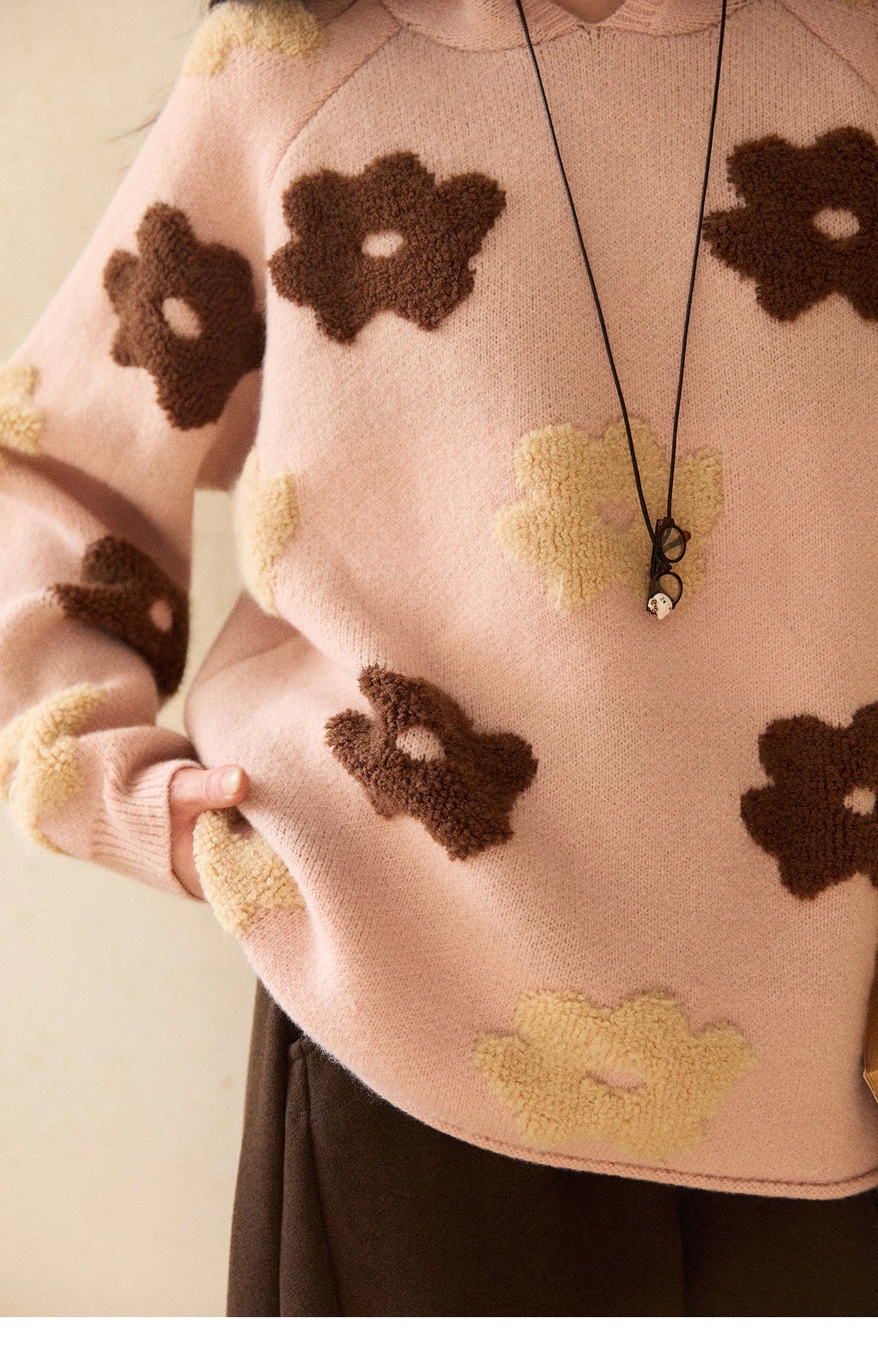 Mishow Pink Floral Hooded 3D Jacquard Pullover MXE90Z2786