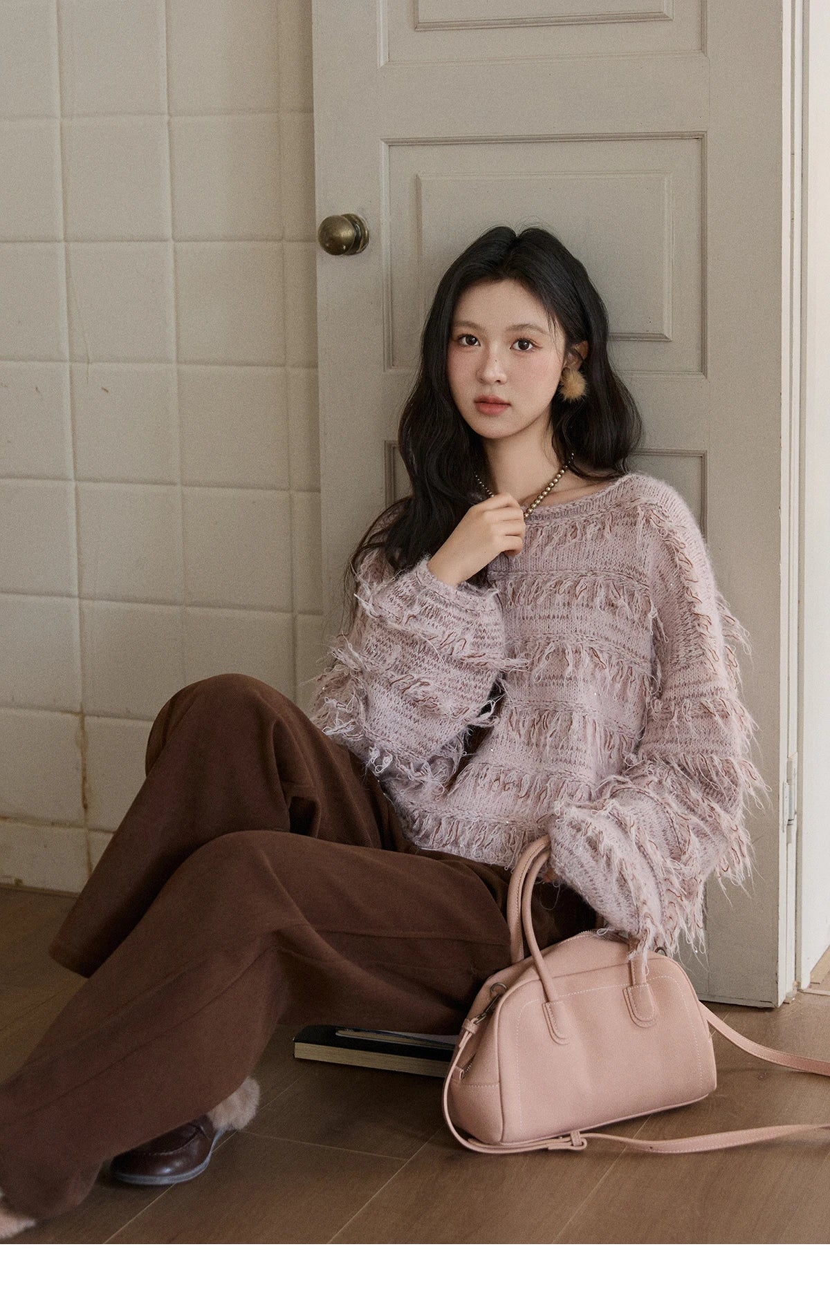 Mishow Tassel Bead Wool Blended Thick Sweater MXE90Z2822