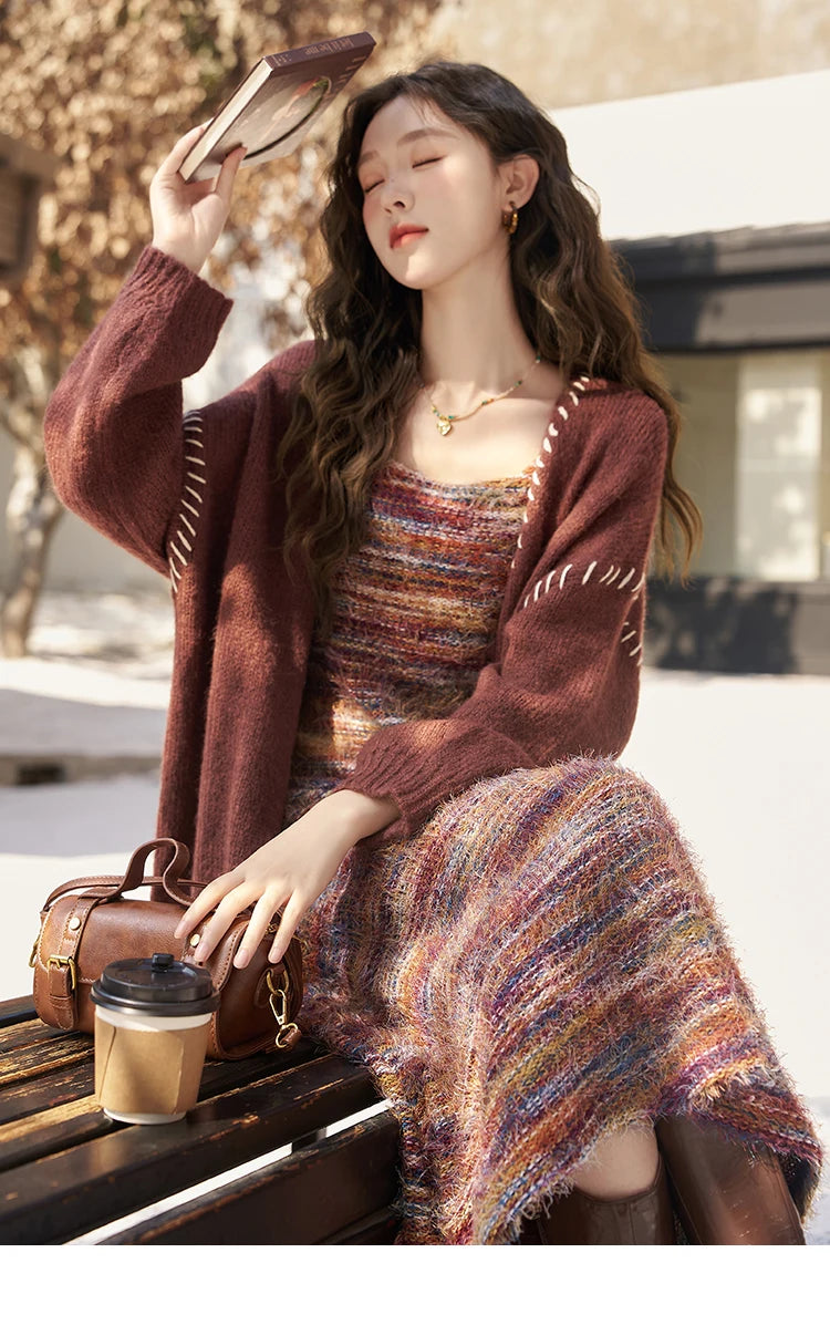 Mishow Retro Knitted Cardigan & Suspender Dress Set MXC59L1625