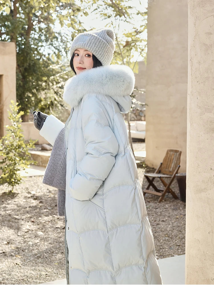 Mishow Fox Fur Collar Mid-Length Down Coat MXD54Y0050
