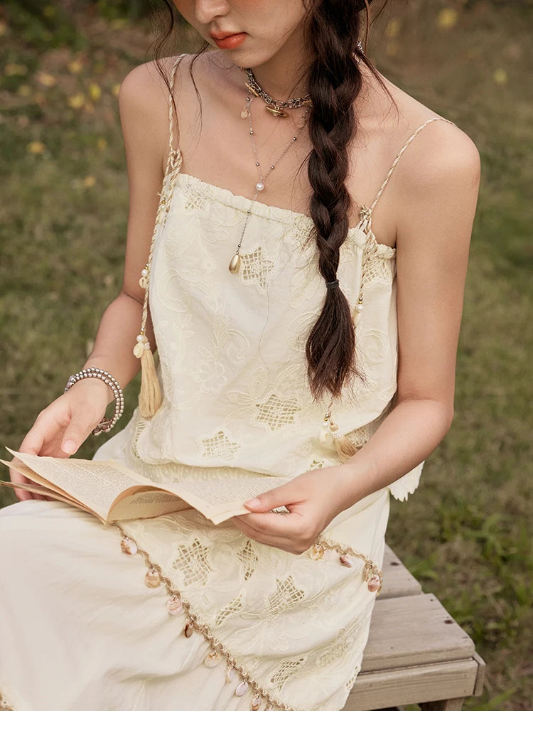 Mishow Bohemian Sleeveless Embroidery Top & Long Skirt Set MXE34T0568