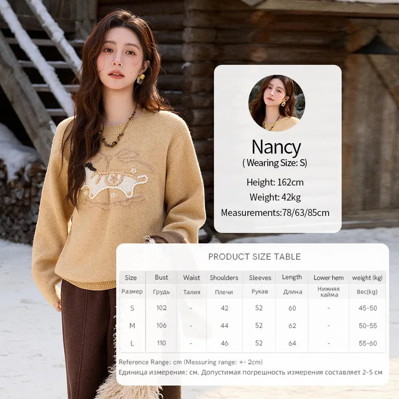 Mishow Handmade Embroidered Pony Jacquard Pullover MXE92Z2848