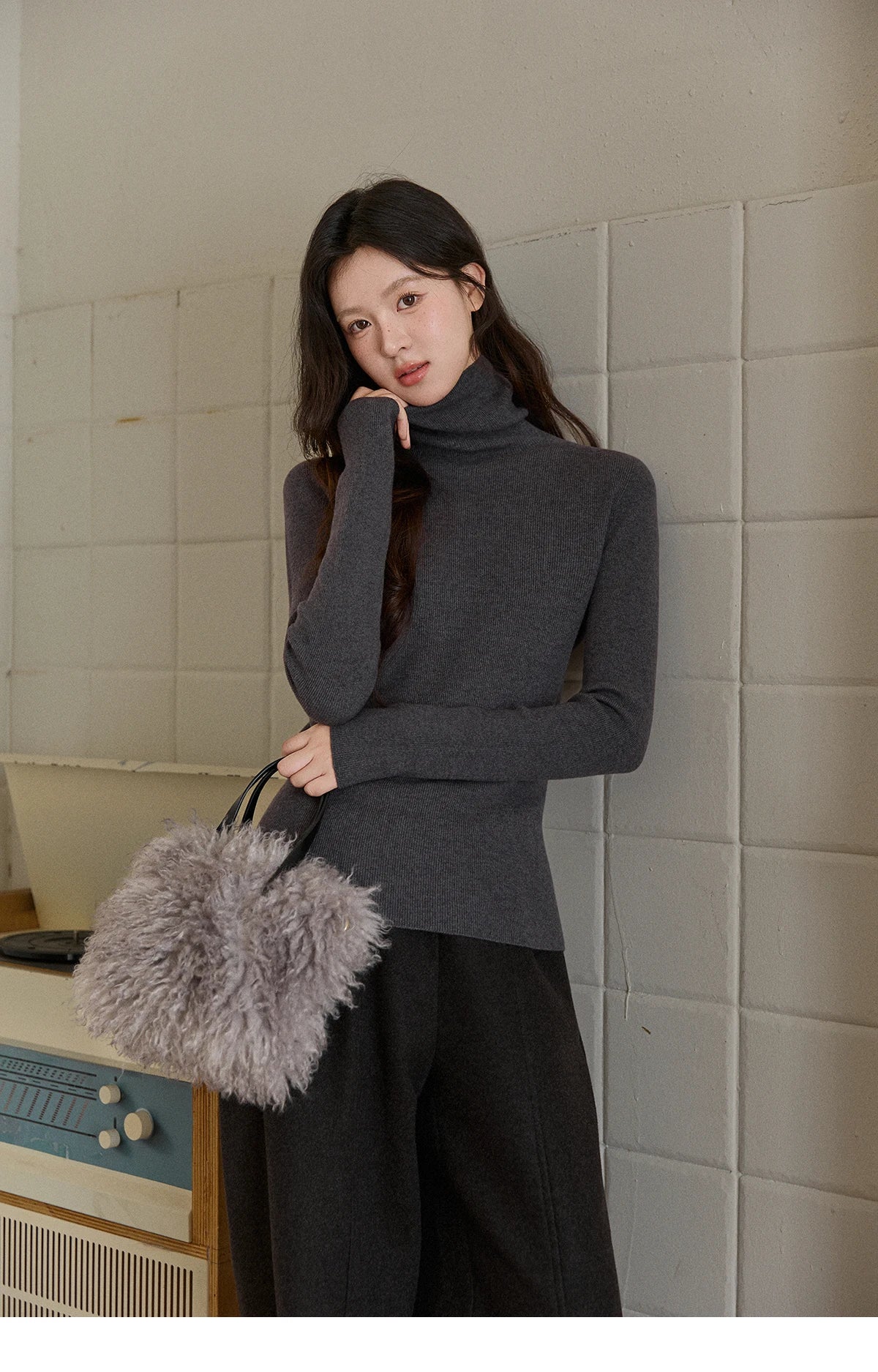 MISHOW High Waist Wide Leg Pants Fleece Warm Knit MXE92K1127