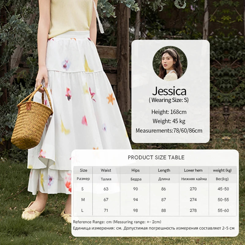 MISHOW White Background Flower Cotton Skirt High Waist A-LINE MXE32B0720