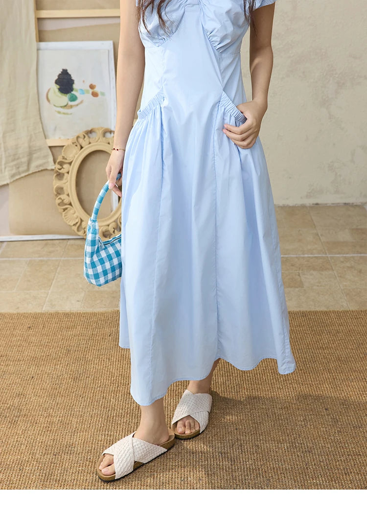 Mishow V-Neck Puff Sleeve Office Midi Dress MXD29L1934