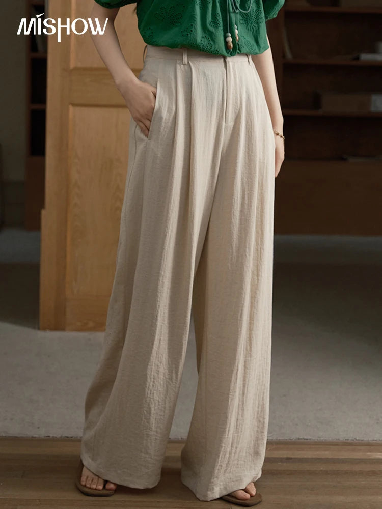MISHOW Wide Leg Pants Button Pocket High Waist Slim MXE39K0962