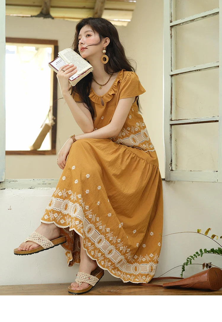 Mishow French Lace Embroidery Blouse & A-Line Skirt Set MXE39T0645