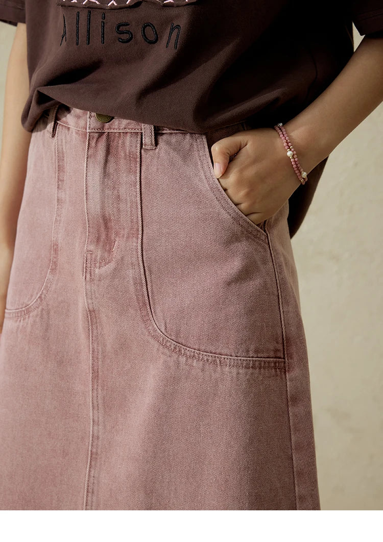 MISHOW High Waist Slim Denim Skirt Straight Pockets MXD44B0506