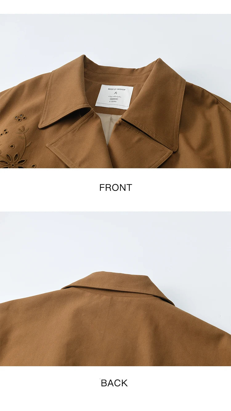 Mishow Hollow Flower Double Breasted Trench Coat MXE46W0838