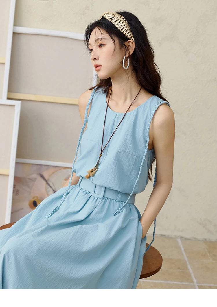 Mishow Hand Woven Fried Dough Twists Waist Belt Dress MXE34L2223