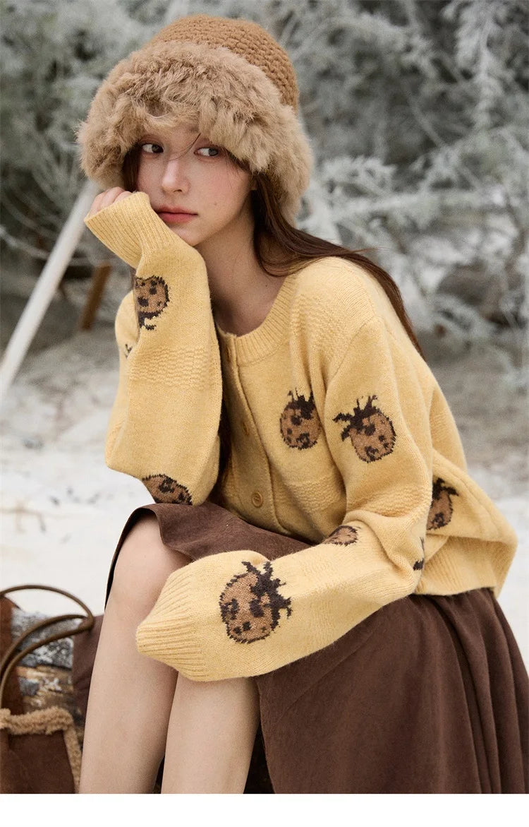 Mishow Funny Pineapple Jacquard Round Neck Cardigan MXE87Z2752