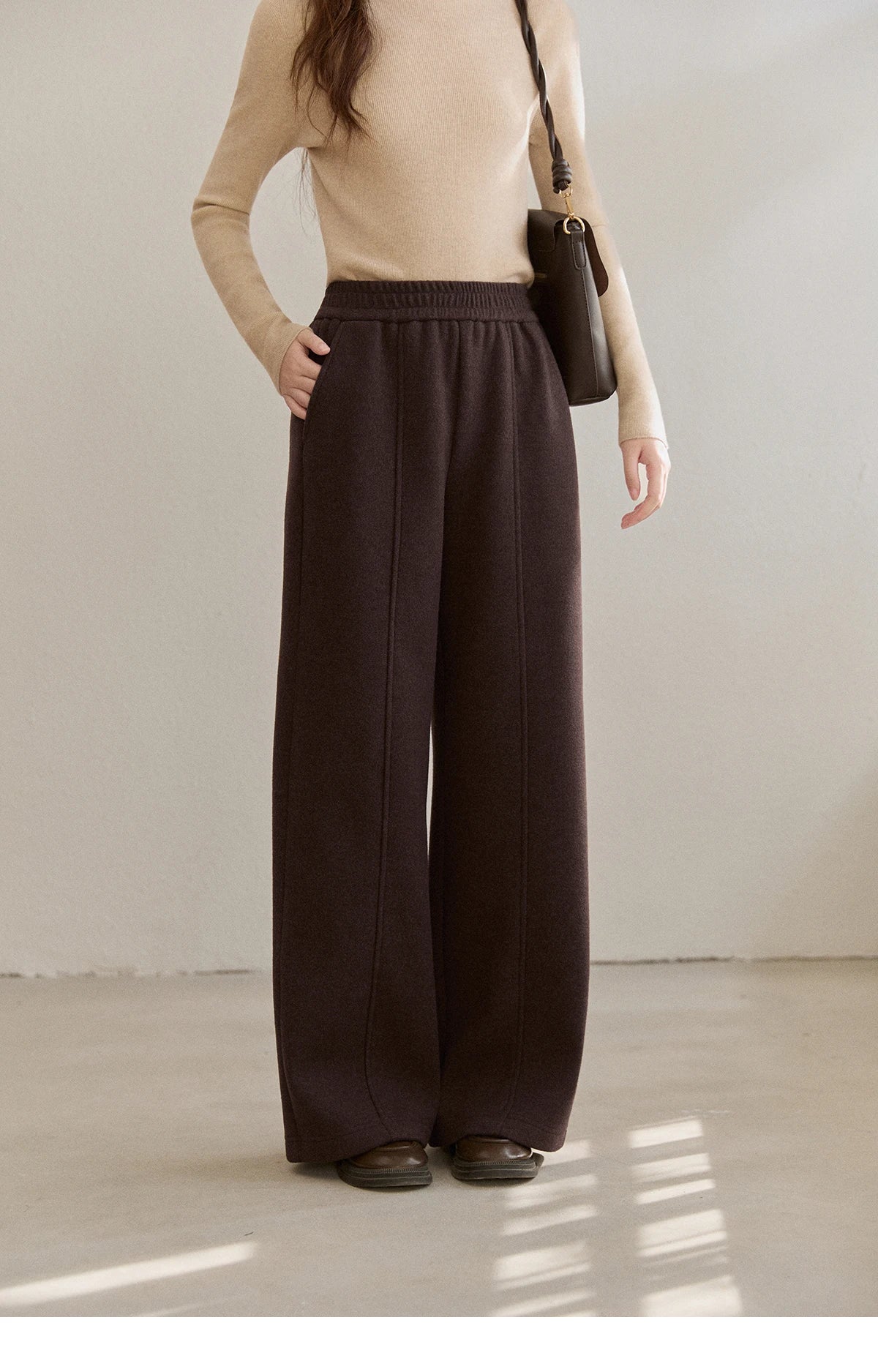 MISHOW High Waist Wide Leg Pants Fleece Warm Knit MXE92K1127