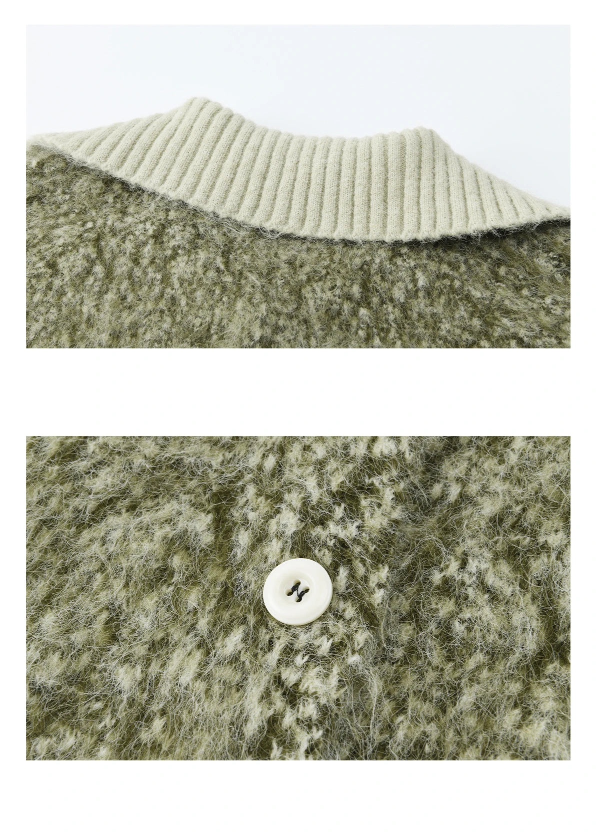 Mishow Green Retro Mottled Stand Collar Cardigan MXE90Z2787