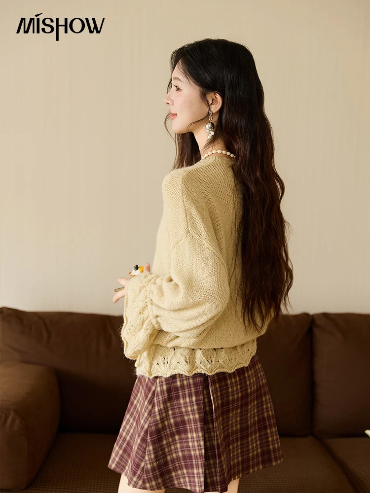 Mishow Handmade Crochet Mohair Flare Sleeve Cardigan MXE47Z2513