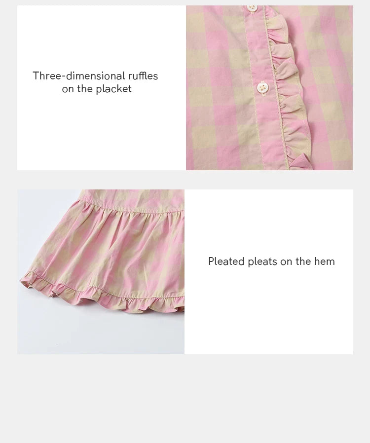 MISHOW Pink Plaid Puff Sleeve Shirt O-Neck Button MXE39X1932
