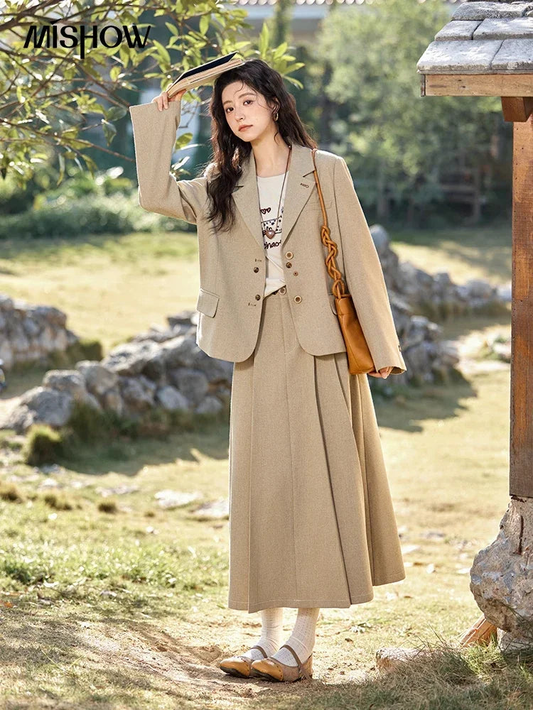 Mishow Vintage Blazer & Pleated Skirt Set MXE11W0712