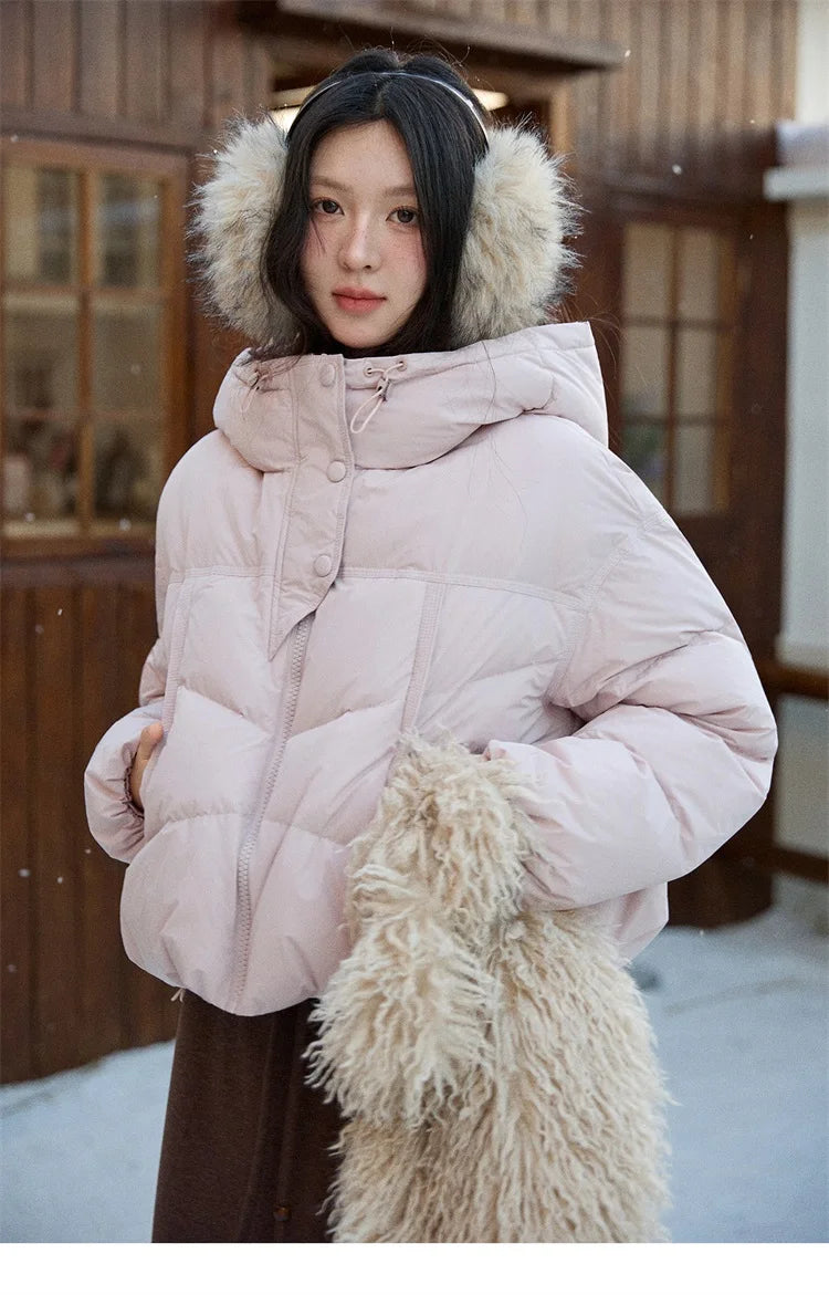 Mishow Hooded 90% White Duck Down Short Coat MXE51Y0080