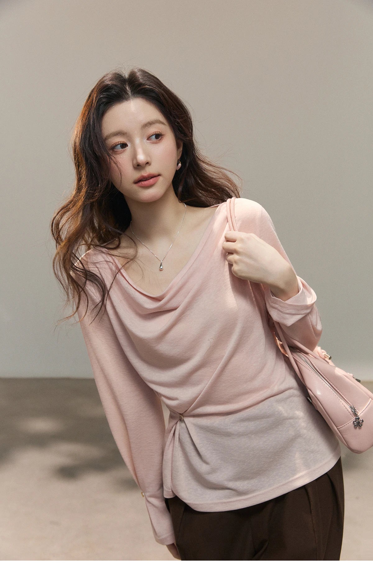 Mishow Multi Colored Swinging Collar Flare Sleeve Top MXF13T1473