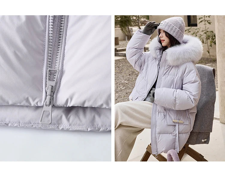 Mishow Hooded Thickened 90% Down Long Jacket MXD36Y0051