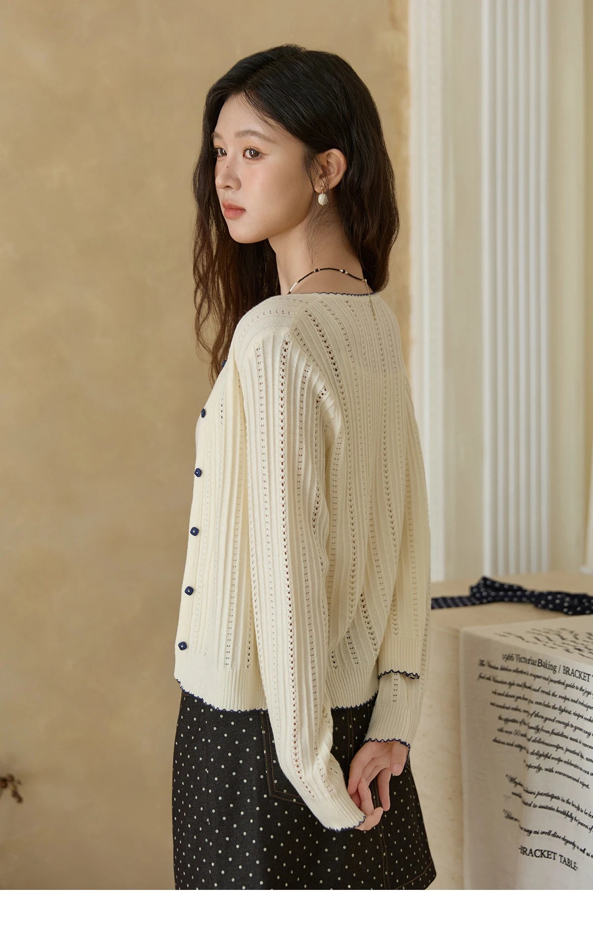 Mishow Apricot Knit Cardigan & Camisole Wool Set MXE43T0726