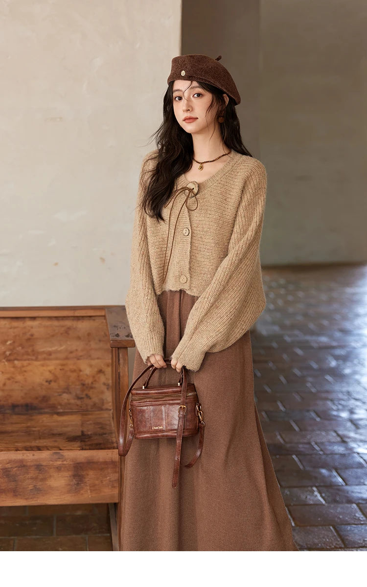 Mishow Vintage Knitted Cardigan & Strap Dress Set MXD36L2059