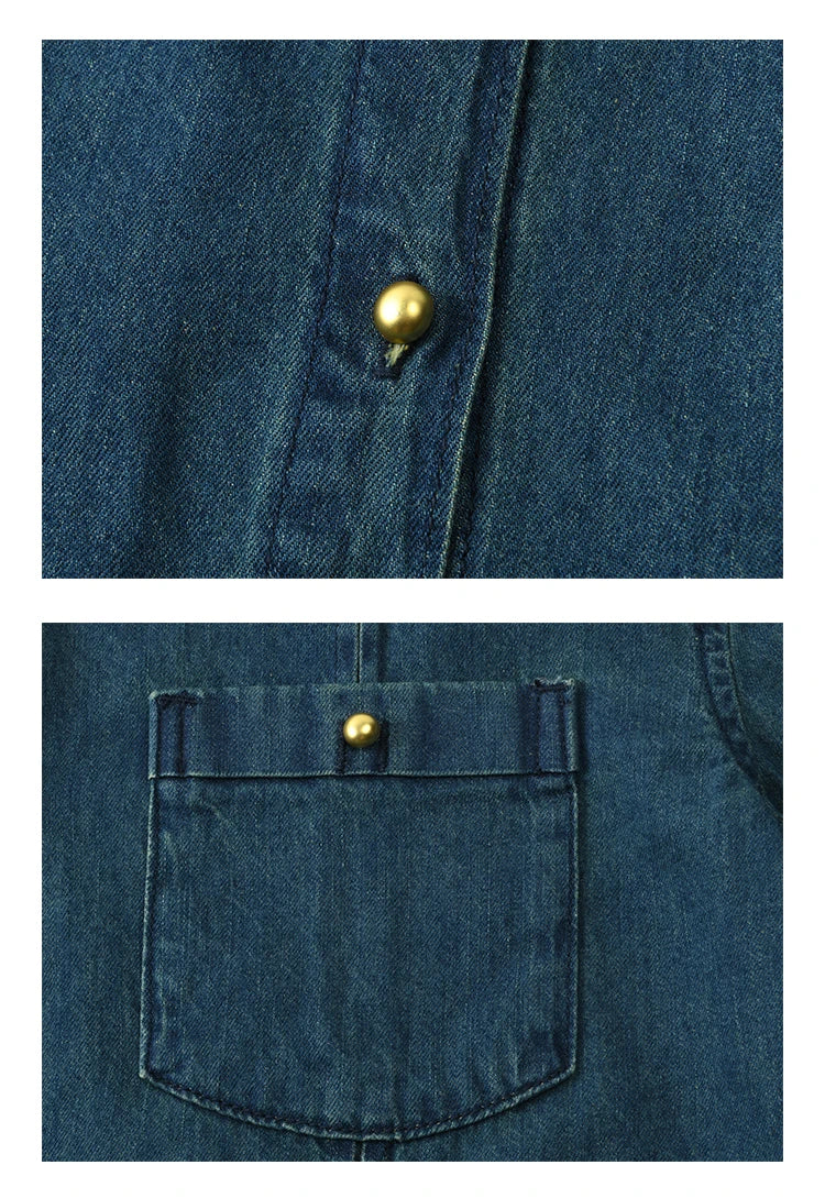 MISHOW 100% Cotton Denim Shirt O-Neck Loose Fit MXE12C0384