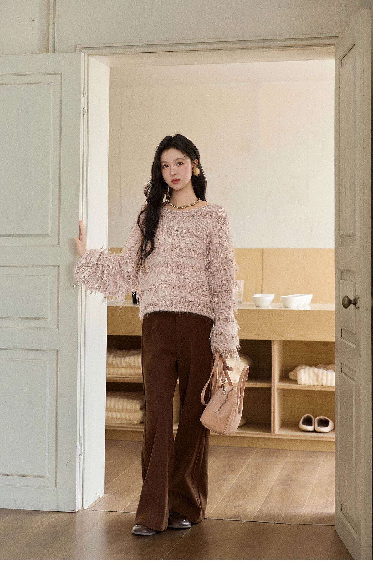 Mishow Tassel Bead Wool Blended Thick Sweater MXE90Z2822