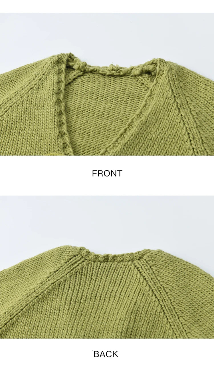 Mishow Avocado Green Lantern Sleeve Lace-Up Cardigan MXE51Z2694