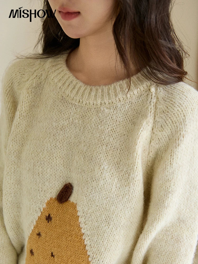 Mishow Pear Pattern Jacquard Crew Neck Pullover MXE94Z2959