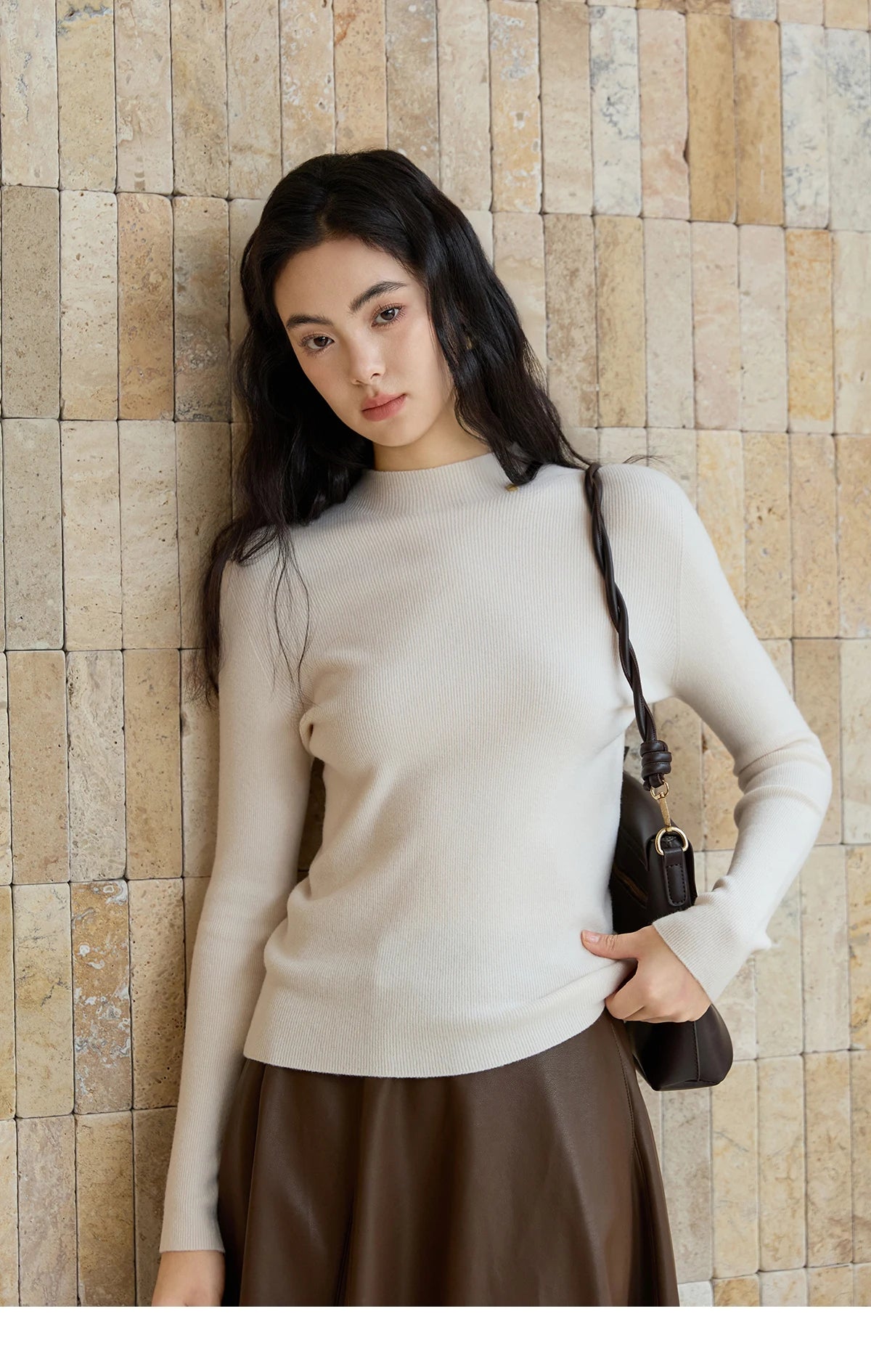 Mishow Minimalist Mock Neck Slim Pullover MXE48Z2583
