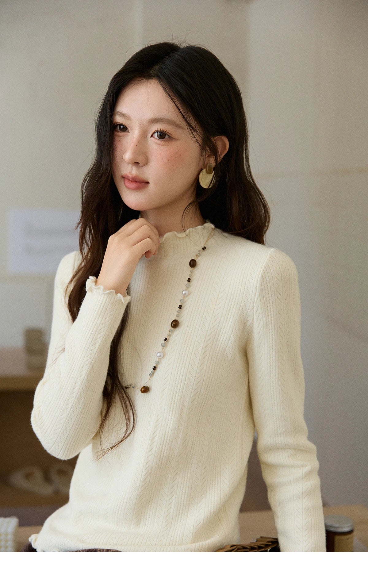 Mishow One Piece Velvet Mock Neck Knitted Top MXE88Z2597