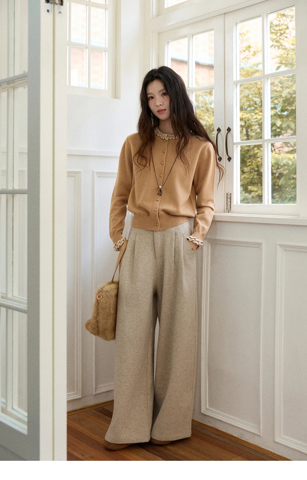 Mishow Retro Ruffle O-Neck Knit Cardigan MXE91Z2749