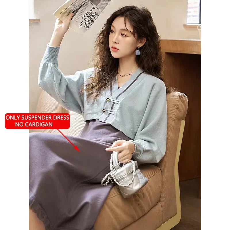 MISHOW Knitted Lantern Sleeve Sweater Dress MXC46L1589