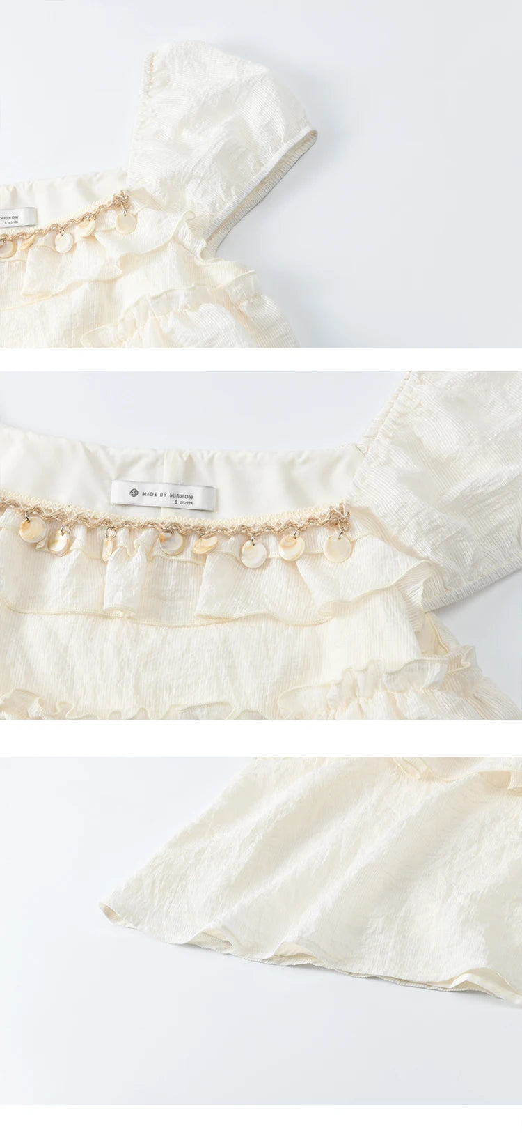 MISHOW Square Collar Puff Sleeve Tiered Blouse MXE33X1763