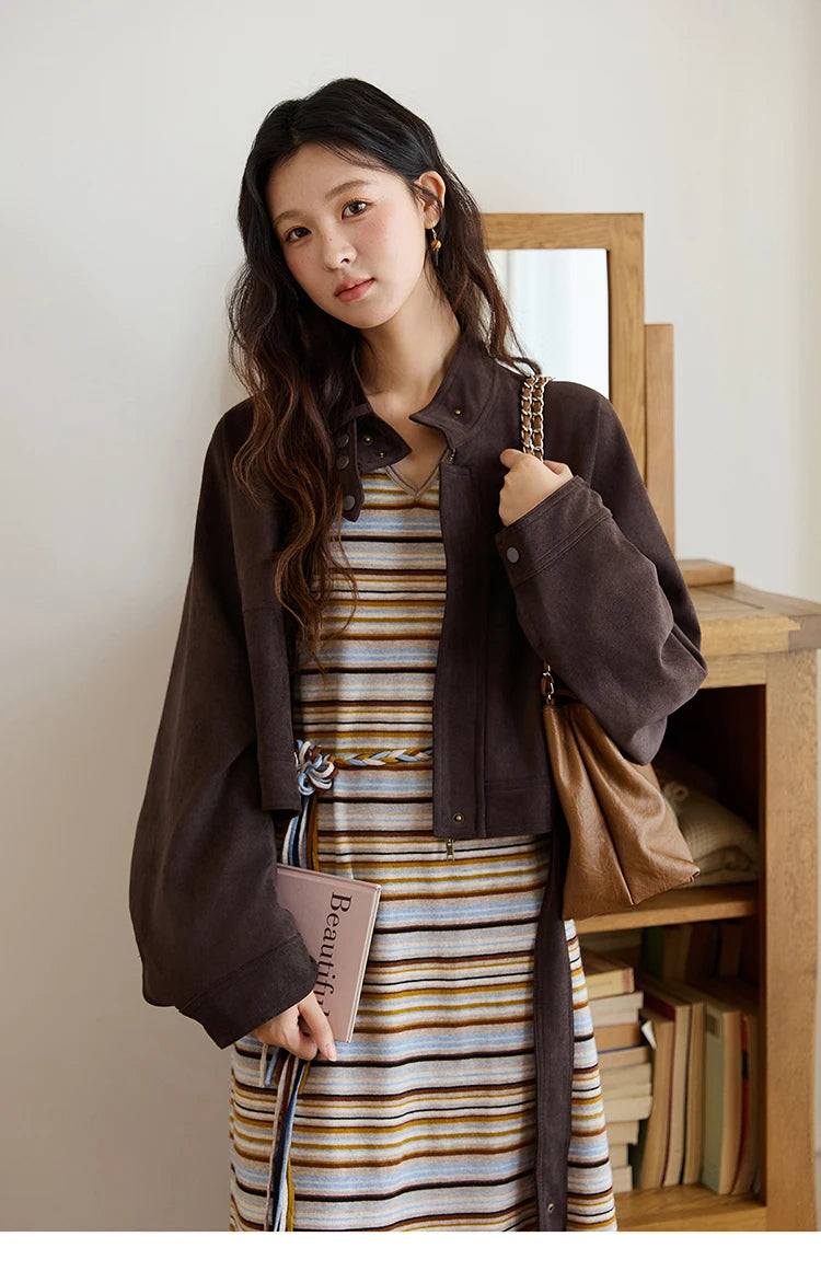 Mishow Striped V-Neck Tied Waist Long Dress MXE46L2521