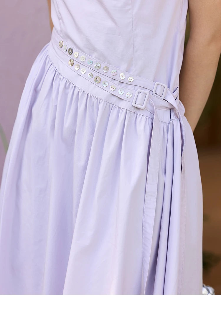 Mishow French Purple Puff Sleeve Square Neck Dress MXE34L2222