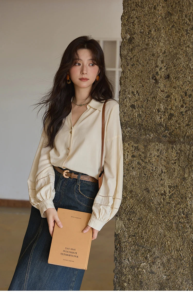 MISHOW High Waist Slim Denim Skirt Pocket Rear Hem Split MXE41B2379