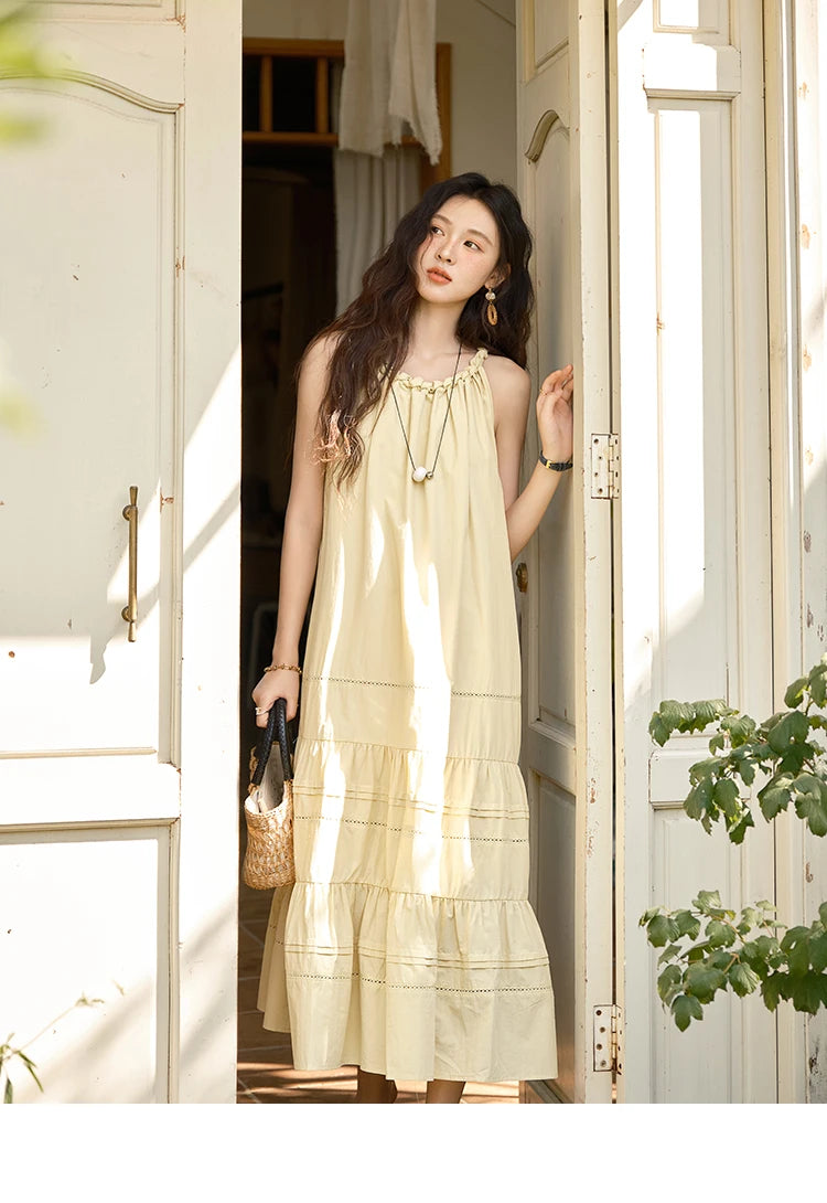 Mishow Twists Neck Strap Hollow Lace-Up Dress MXE39L2383