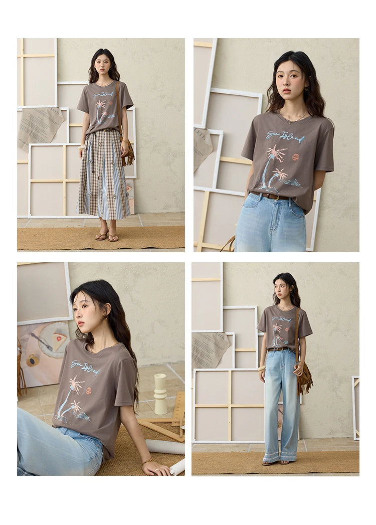 Mishow Cartoon Print Tassel Detail Tee MXE31T0533