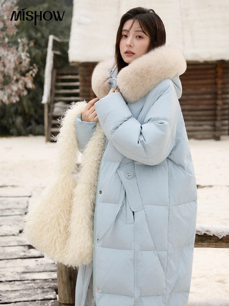 Mishow Hooded 90% White Duck Down Long Coat MXE51Y0079