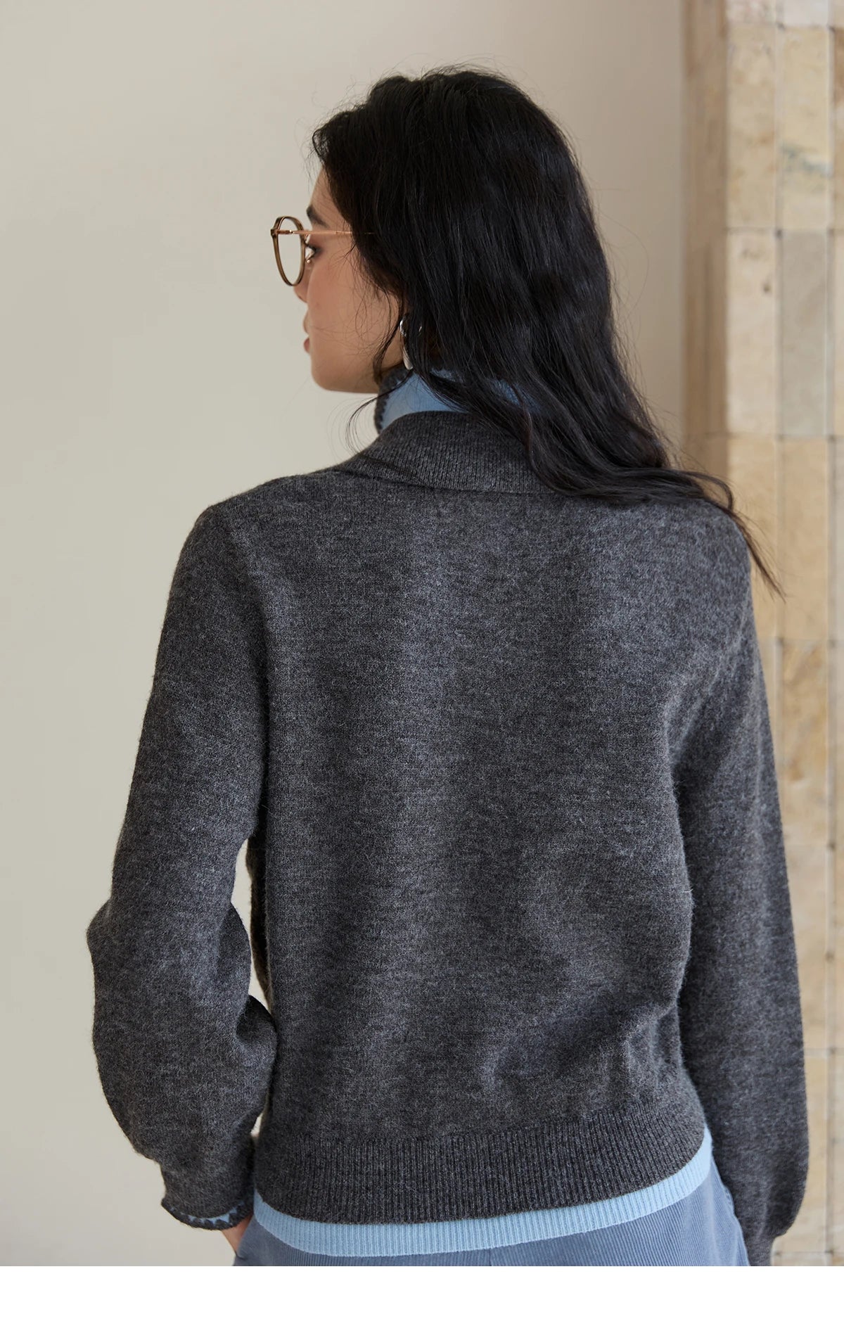 Mishow Double-Layer Turn-Down Collar Loose Sweater MXE45Z2502