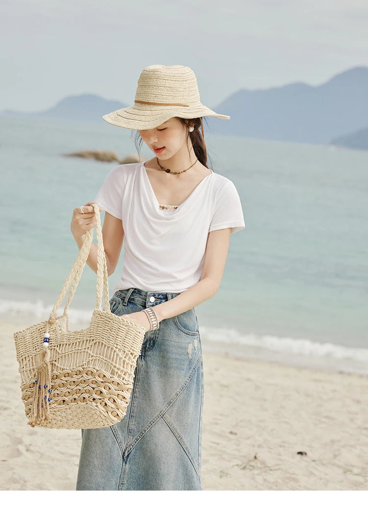 Mishow Swing Collar Shell Ribbon Tee MXE33T0524