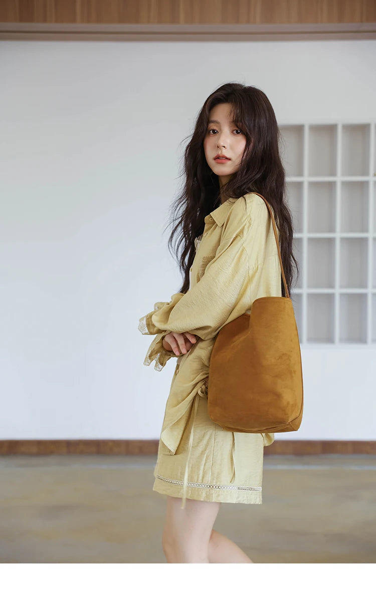 Mishow Yellow Linen Lace Shirt & Camisole & Shorts Three-Piece Set MXE42T0718