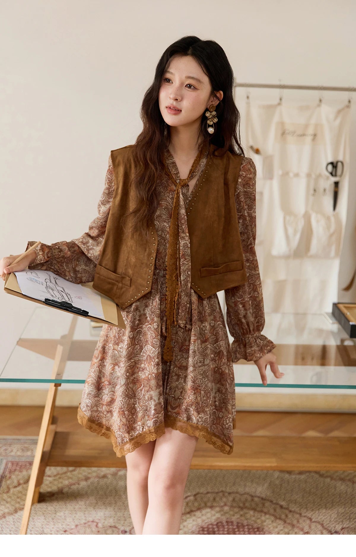Mishow French Suede Rivet V-Neck Vest MXE46L2518