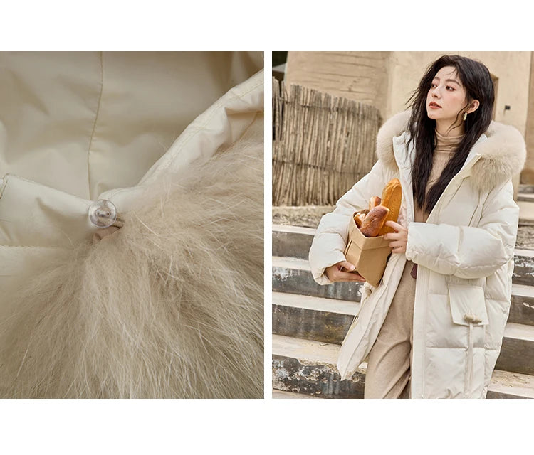 Mishow Hooded Thickened 90% Down Long Jacket MXD36Y0051
