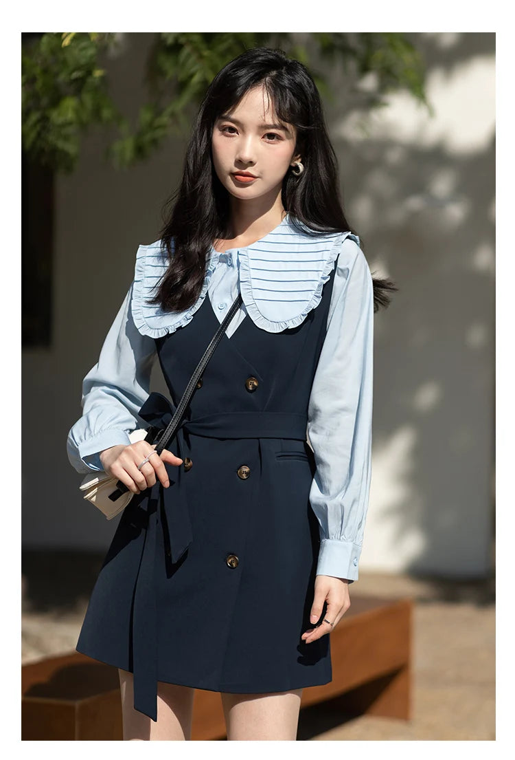 Mishow Korean Doll Collar Vest & Shirt Dress Set MXB12C0199