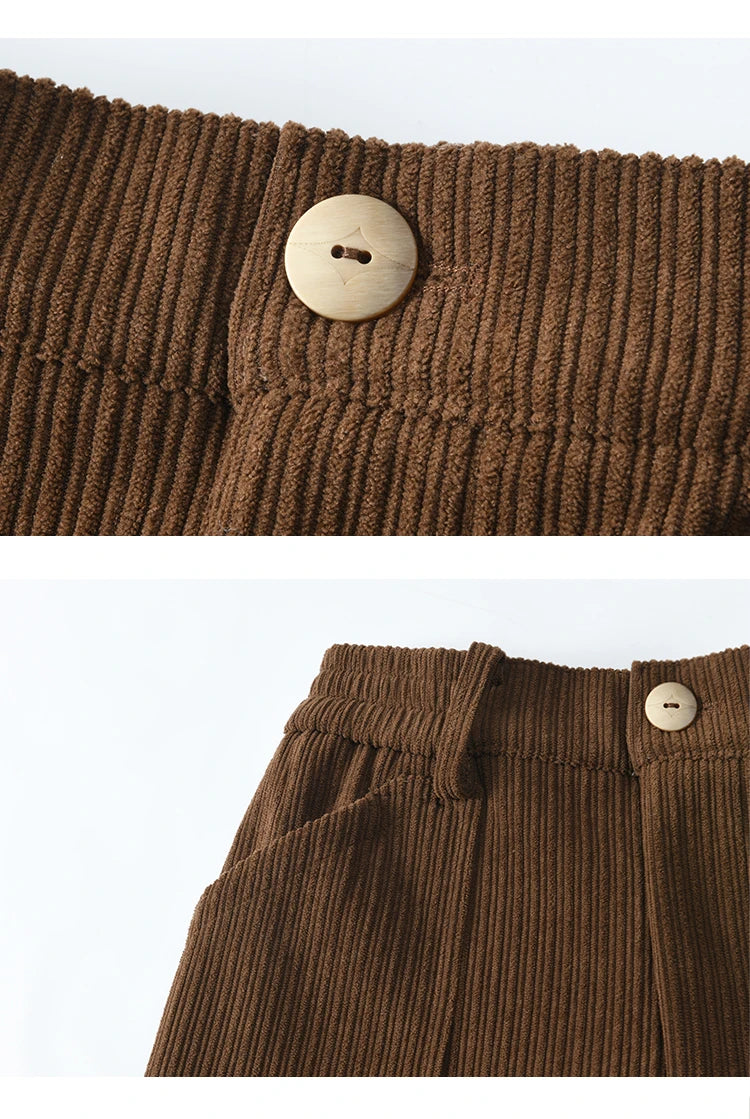 MISHOW Corduroy Pants High Waist Straight Pocket Velvet Inside MXD55K0813