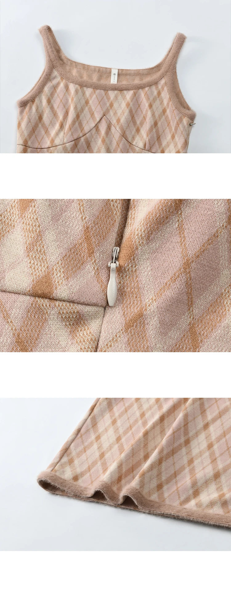 Mishow French Knitted Cardigan & Plaid Camisole Dress Set MXD43L2012